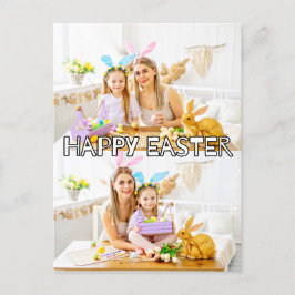 Postal Personalizado lindo 2 fotos Familia Feliz Pascua