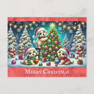 Postal Personalizado lindo cachorro perro moro Navidad