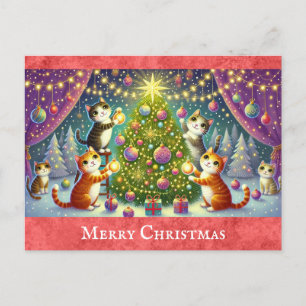 Postal Personalizado lindo Cat Kitten Feliz Navidad