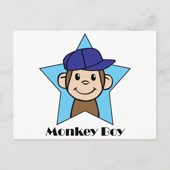 Postal Personalizado lindo Clip Art Happy Monkey en Star  (Anverso)