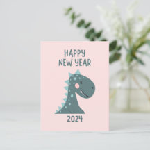 Personalizado lindo dinosaurio nuevo año rosado
