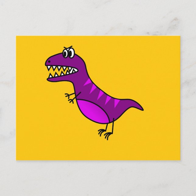 Postal Personalizado lindo enojado de dinosaurio morado (Anverso)