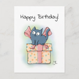 Postal Personalizado lindo Kitten en caja de regalo Feliz