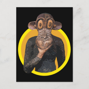 Postal Personalizado lindo Mono salvaje Animal en círculo