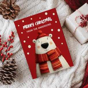 Postal Personalizado lindo oso polar oso rojo amargo navi