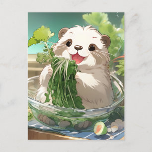 Postal Personalizado lindo Otter come ensalada