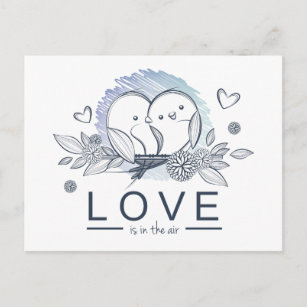 Postal Personalizado Lovebirds Purple Love Boda