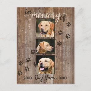 Postal Personalizado Memorial Perro Madera Rústica Luce S