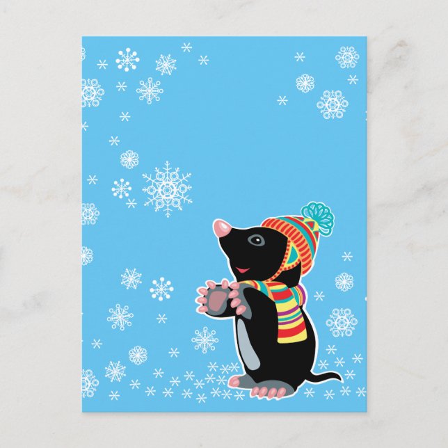Postal personalizado mole en invierno (Anverso)