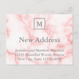 Postal Personalizado Monogramed Faux Pink Marble Nueva di
