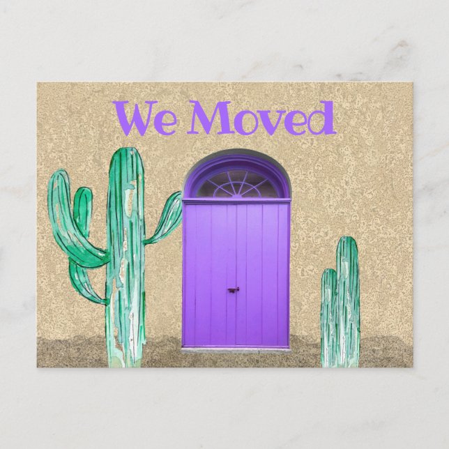 Postal Personalizado: Mudamos Puertas Púrpura en Cactus d (Anverso)
