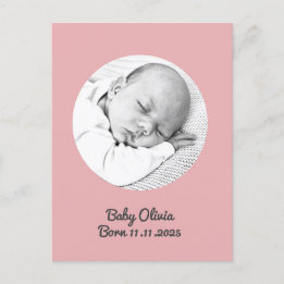 Postal personalizado "Nacimiento de una niña bebé - foto 