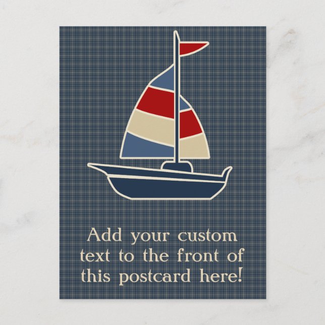 Postal Personalizado Nautical Blue, Red, Cream Sailboat (Anverso)