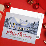 Postal Personalizado Navidades Casa Inmobiliaria Vacacion<br><div class="desc">Esta hermosa postal de personalizado inmobiliaria plegada es perfecta para una empresa de la propiedad situada al norte. La preciosa nieve blanca bordea los árboles y la casa en esta fotografía de invierno. Un inmobiliario puede mantener la Feliz Navidad en un guión rojo y verde o personalizar con sus propios...</div>