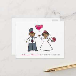 Postal Personalizado Negro Pareja Sr. y Sra. Boda Gracias