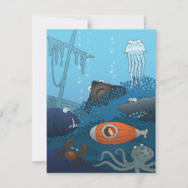 Postal Personalizado Niño Submarino Animales Submarinos M