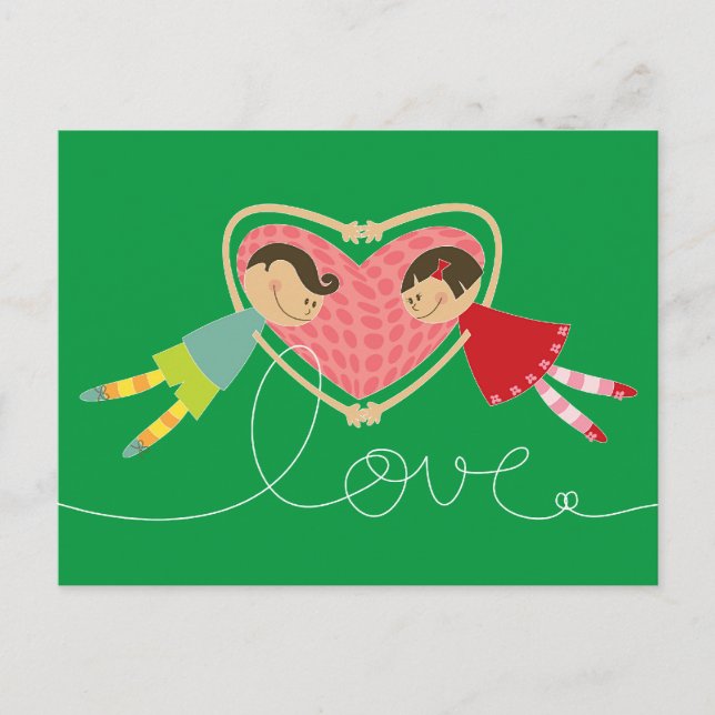 Postal Personalizado niño y Chica Loopy Love Photo Valent (Anverso)