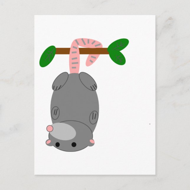 Postal Personalizado Opossum/Possum colgando boca abajo p (Anverso)