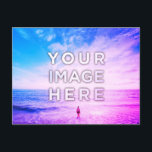 Postal Personalizado personalizado 2 Foto Purple Retrowav<br><div class="desc">Sube tu foto y crea tu postal Purple retrowave personalizada! Haz tu regalo perfecto para amigos, pareja, niños y familia, crea tu mejor keepsake, saluda a tus seres queridos desde tus viajes! ¿Quieres comprar estos paisajes de playa sin personalizarlos? Estas increíbles fotos de Frank Mckenna hechas en San Diego, Estados...</div>