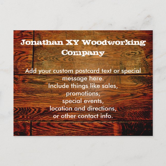Postal Personalizado personalizado de plancha de madera e (Anverso)