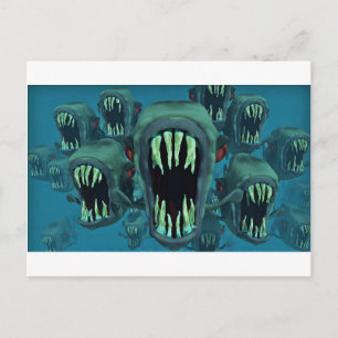 Postal Personalizado Piranhas Fish Personaliza aniversari