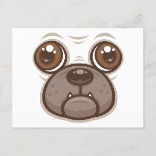 Postal Personalizado Pug Mug Puppy Dog Face