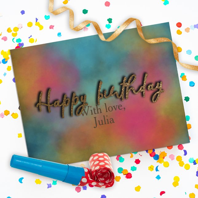 Postal Personalizado Purpurina de oro guión de moda Feliz (Subido por el creador)