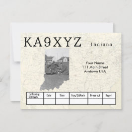 Postal Personalizado QSL con forma de foto de Indiana