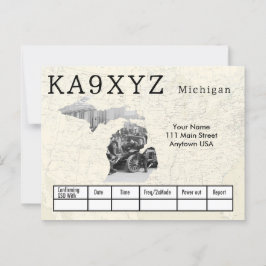 Postal Personalizado QSL con forma de foto de Michigan