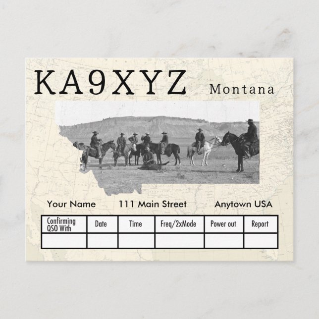 Postal Personalizado QSL con forma de foto Montana (Anverso)