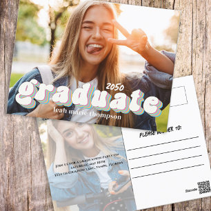 Postal Personalizado retro de fotografía de graduación mo