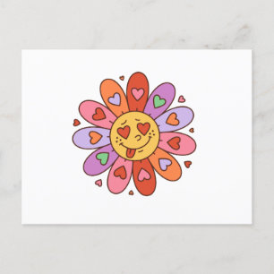 Postal personalizado retro groovy amante hippie daisy flo