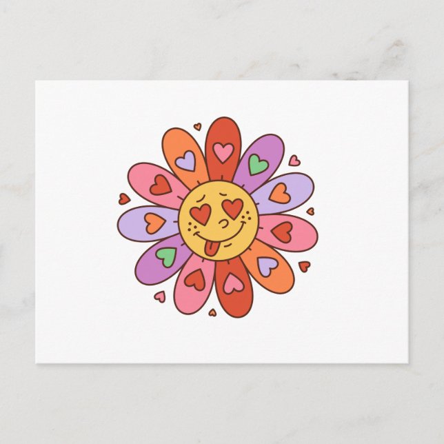 Postal personalizado retro groovy amante hippie daisy flo (Anverso)