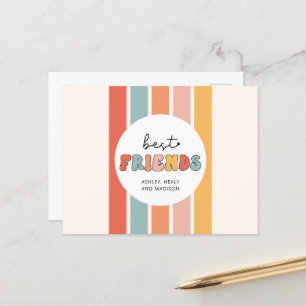 Postal Personalizado Retro Mejor Amigos BFFs Cute Besties