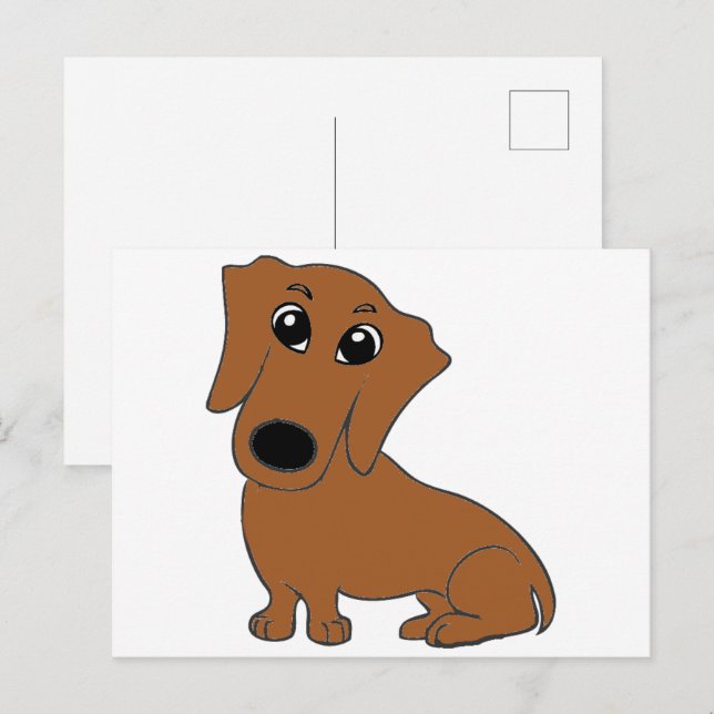 Postal personalizado rojo dachshund (Anverso / Reverso)