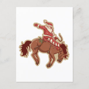 Postal Personalizado rojo santa claus riding a caballo