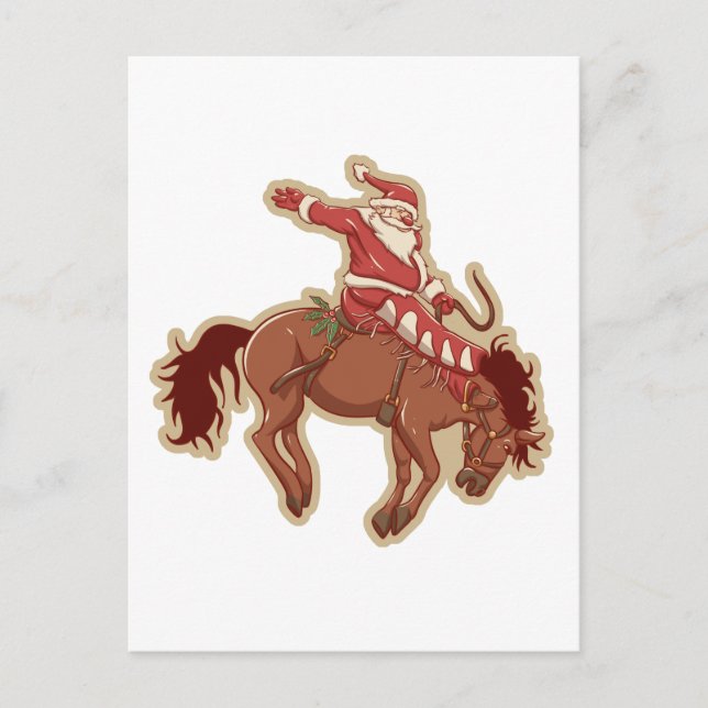 Postal Personalizado rojo santa claus riding a caballo (Anverso)