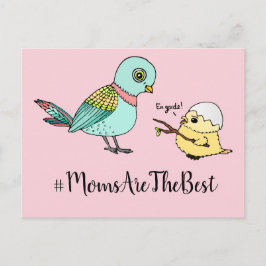 Postal Personalizado rosa lindo Bird Bird Mejor Mamá