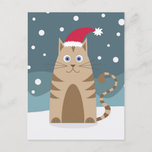 Postal Personalizado santa kitten snow xmas