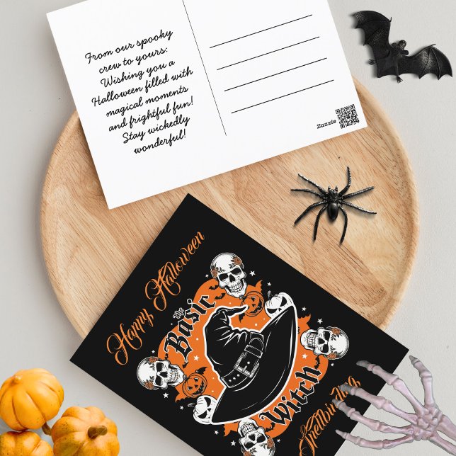 Postal Personalizado Script Calavera Calabaza Retro Bruja (Subido por el creador)