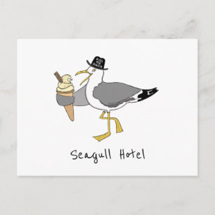 Postal Personalizado Seagull Ilustracion Holiday Hotel/Al