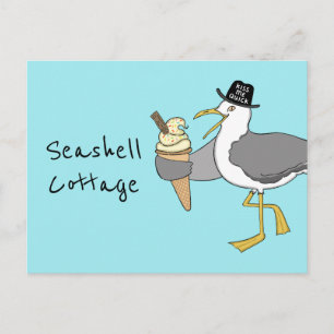 Postal Personalizado Seagull Ilustracion Holiday Hotel/Al