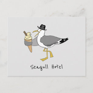 Postal Personalizado Seagull Ilustracion Holiday Hotel/Al