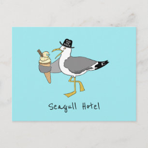 Postal Personalizado Seagull Ilustracion Holiday Hotel/Al