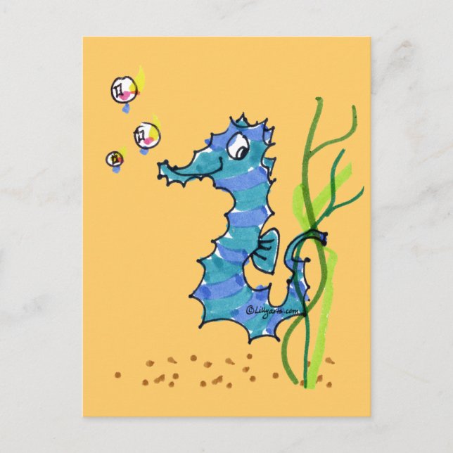 Postal Personalizado Seahorse Cute Fish Postcard (Anverso)