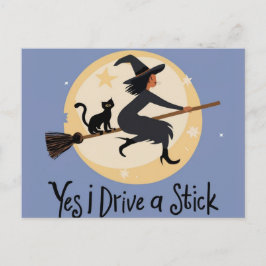 Postal Personalizado Sí Conduzco Un Palo, Bruja Halloween