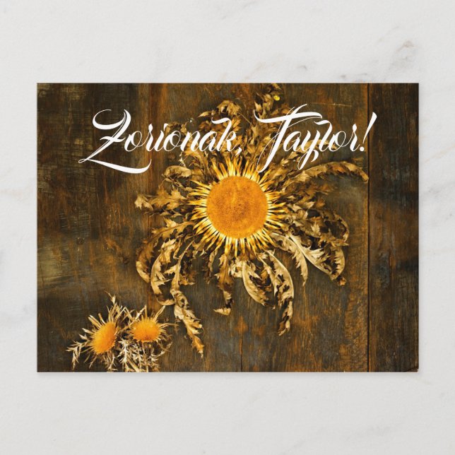 Postal Personalizado, símbolo vasco Eguzkilore o flor sol (Anverso)