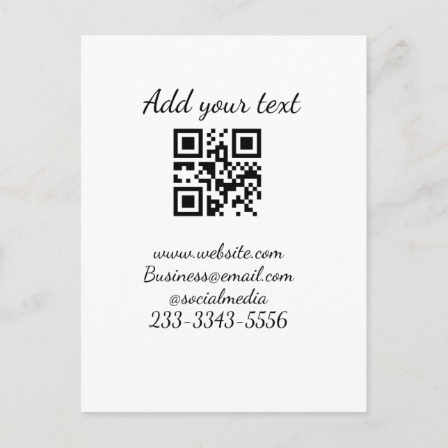 Postal personalizado simple código QR agregar su nombre t (Anverso)