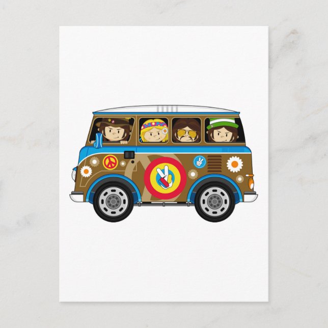 Postal Personalizado Sixties Peace Hippie Van (Anverso)