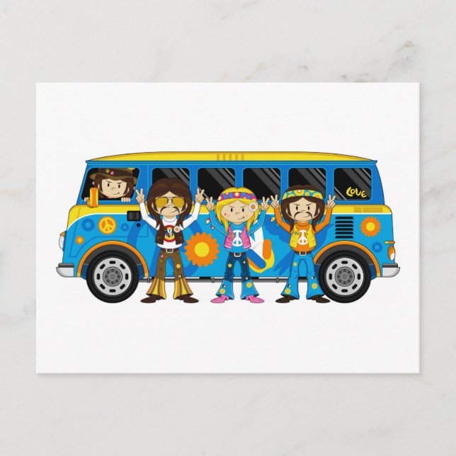 Postal Personalizado Sixties Peace Hippie Van (Anverso)